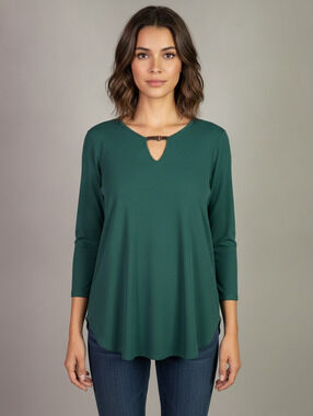 Meraki Women's Green Long Sleeve‎ Top with Keyhole Detail, Size XL
